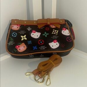 Hello Kitty Black and Brown Crossbody Bag